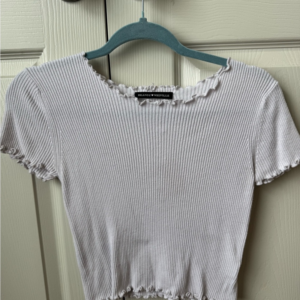 Brandy Melville White Ribbed Crop Top